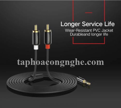 Ugreen 10591 5M màu Đen Cáp âm thanh 2 đầu Bông sen sang 3.5mm Dương mạ vàng AV116 30010591